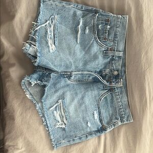 Levi's Blue Distressed Jean Shorts